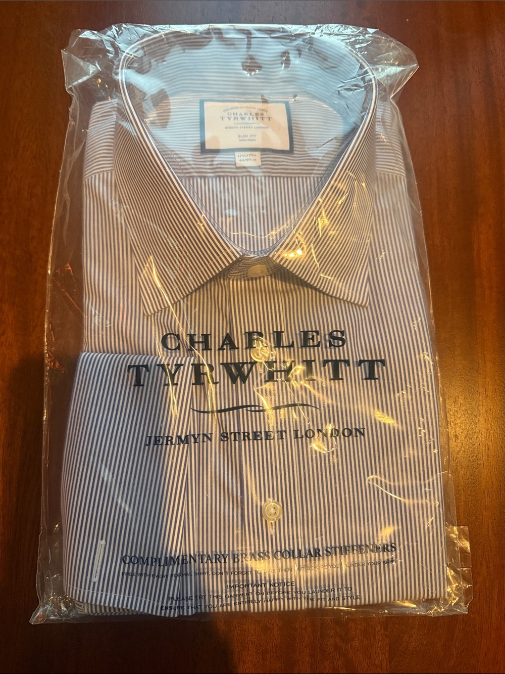 Charles Tyrwhitt Navy and White Pinstripe Dress Shirt